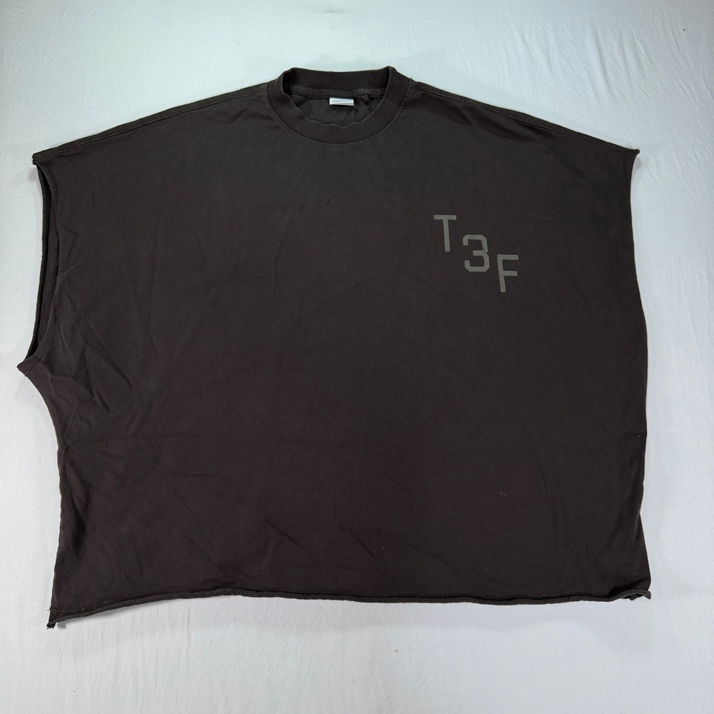 Bershka T3F Graphic Boxy Tee Men Medium Brown Oversized Sleeveless 29 Tank‎ Top